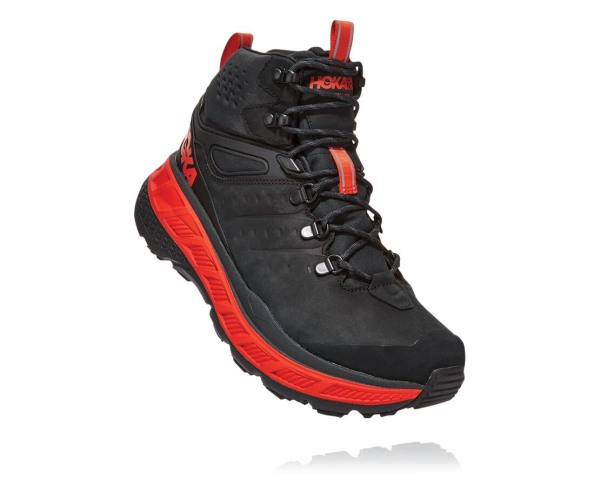 Hoka One One Stinson Mid GORE-TEX Mens UK - Dark Grey / Red Hiking Boots - YPZJV3174